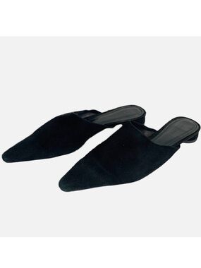 Zara Woman Faux Micro Suede Leather Pointed Toe Slip On Mule Round Heel 🖤
